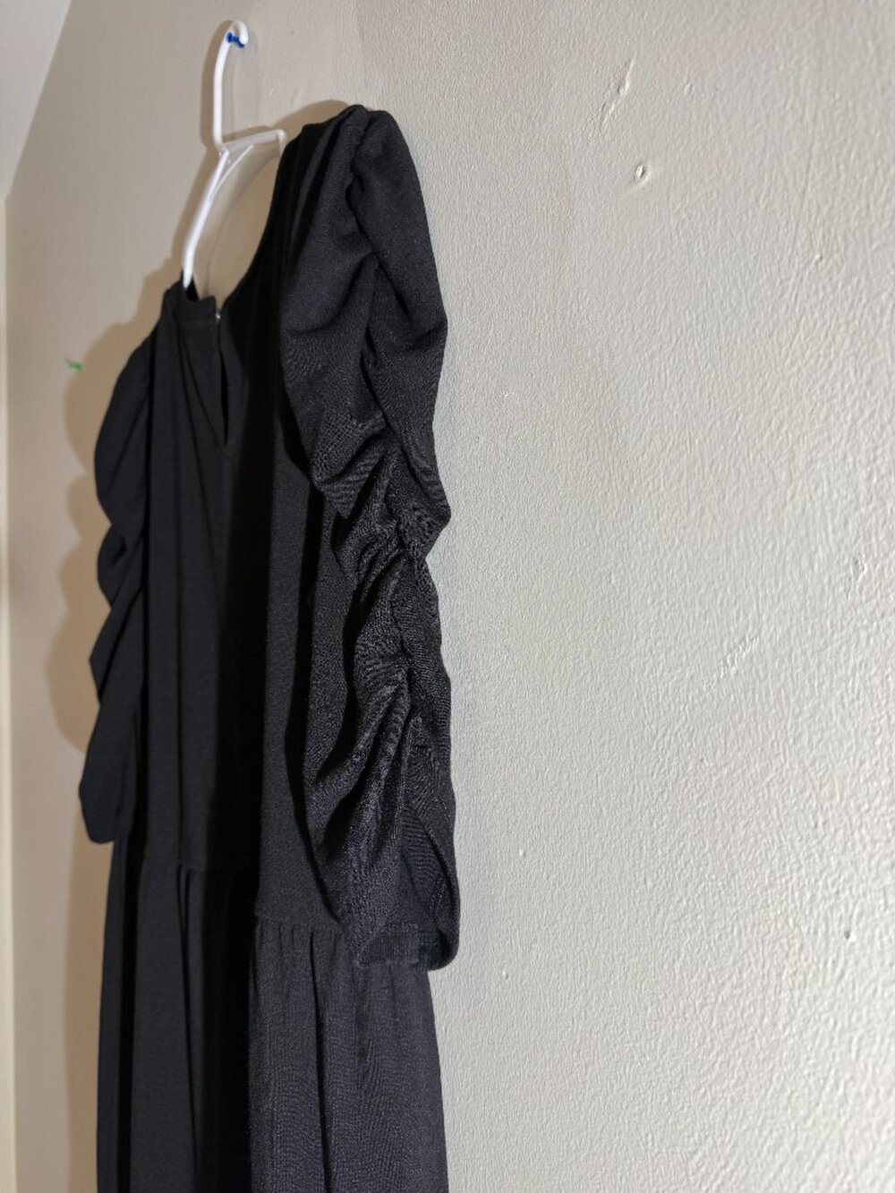 LOFT NWT Black Ruched Puff Sleeve Babydoll Shift Mini Dress | XXL - Picture 3 of 4